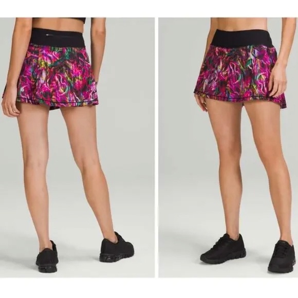 Lululemon Pace Rival Mid Rise Skirt Hyper Flow Pink Multi Black size 6 - Picture 1 of 4